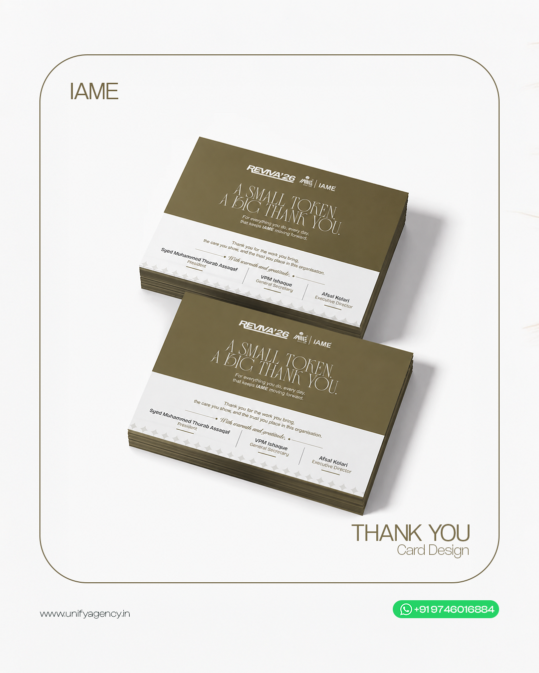 IAME — Thank You Business Card